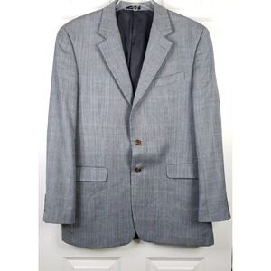 Lauren Ralph Lauren Blazer Mens 42L Gray Silk Wool Herringbone Plaid Business
